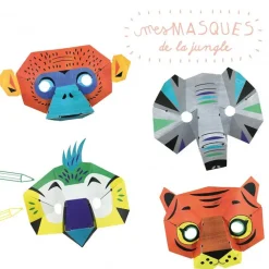 Kit créatif 4 masques de la jungle 3D à colorier Loisirs Créatifs