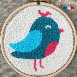 New Kit Punch Needle 1 Motif - Oiseau bleu Loisirs Créatifs
