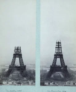 La construction de la Tour Eiffel vue de l'une des tours du palais du Trocadéro (toiles encadrées)