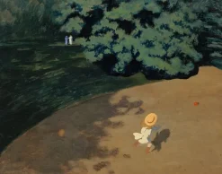 Le ballon ou Coin de parc avec enfant jouant au ballon (toiles sur châssis)