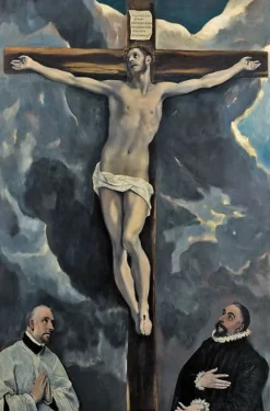 Sale Le Christ en Croix adoré par deux donateurs (détail) (toiles sur châssis) Toiles Sur Châssis|Affiches D'Art