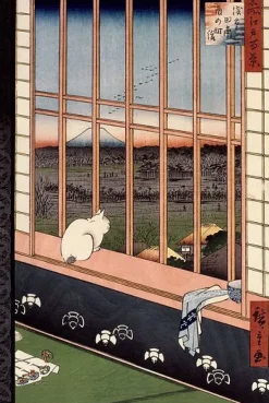 Le sanctuaire de Yushima Tenjin depuis le sommet de la colline (toiles sans cadre)