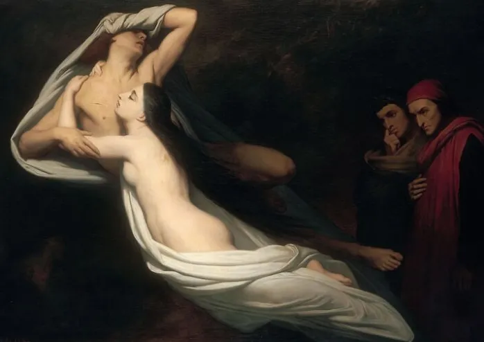 Les Ombres de Francesca da Rimini et de Paolo Malatesta apparaissent à Dante et à Virgile (affiches d'art encadrées)