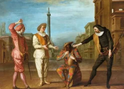 Le Tombeau de maître André : Arlequin soldat gourmand (affiches d'art encadrées)