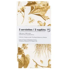 Hot Lot de 2 serviettes de table L'Herbier du Roi Bronze - 42x42 cm Art De La Table