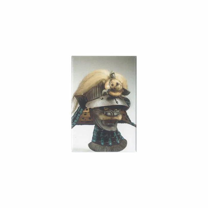 Magnet - Casque Suji-bachi kabuto aux armoiries du clan Wakizaka et masque Menpô