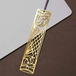 Marque-page en métal avec ruban - Art nouveau arabesque - tout simplement,