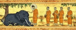 Miracle de l'éléphant furieux à Rajagriha (détail) (toiles sans cadre)