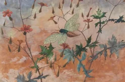 Modèle de décor pour la faïence : cigale volant au milieu de prenanthes (panneaux acryliques)