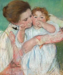 Mère et enfant sur fond vert (détail) (toiles encadrées)