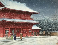 Neige sur le temple Zojoji, 1883-1957 (panneaux acryliques)