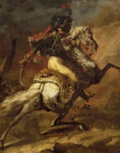 Officier de chasseur à cheval chargeant, esquisse (panneaux acryliques)