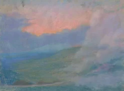 Paysage de montagne au soleil couchant avec effets de nuages (toiles sans cadre)