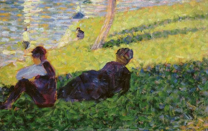 Clearance Paysage, homme assis, femme étendue, étude pour Un dimanche après-midi à l’île de la Grande Jatte (affiches d'art) Affiches D'Art