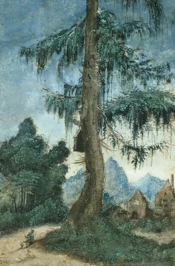 Paysage à l'épicéa et au bûcheron (panneaux aluminium)