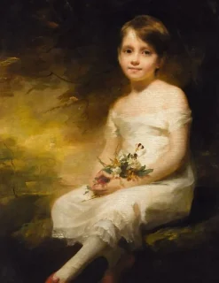 Sale Petite fille tenant des fleurs dit aussi Innocence : portrait de Nancy Graham (panneaux acryliques) Panneaux Acryliques|Toiles Sur Châssis