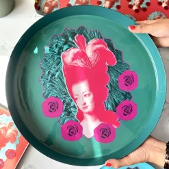 Discount Plateau Marie-Antoinette Pop Bleu canard - ⌀ 33 cm Design|Art De La Maison