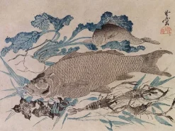 Poissons, écrevisse et fleurs (toiles encadrées)