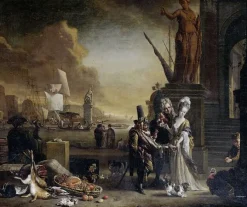 Port de mer méridional avec vendeur de colifichets (panneaux acryliques)