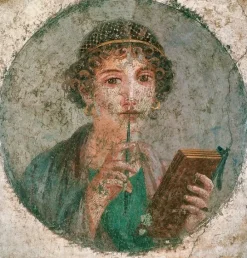 Portrait de jeune femme, dite Sappho, 55-79 après J.-C. (panneaux aluminium)