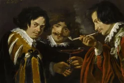 Portraits d'artistes (S. de Vos, J. Cossier et Gerelof) en fumeurs et buveurs (panneaux aluminium)