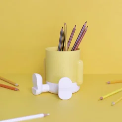 Pot à crayons Mr.Sitty Jaune/Blanc - Balvi