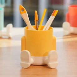 Pot à crayons Mr.Sitty Jaune/Blanc - Balvi