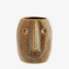 Discount Pot de fleurs Visage Brun Art De La Maison