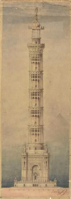 Outlet Projet de phare monumental pour Paris, élévation (toiles encadrées) Toiles Encadrées|Toiles Sur Châssis
