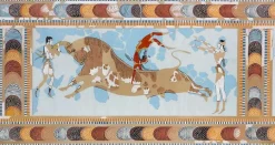 Reproduction de la fresque de l’Acrobate sur taureau Knossos (panneaux aluminium)
