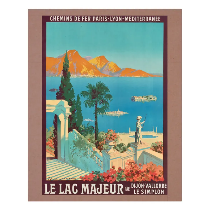 Sale Reproduction Julien Lacaze - Le lac majeur par Dijon-Vallorbe, Le Simplon - 24 x 30 cm Affiches Et Reproductions