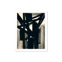 Reproduction Pierre Soulages - Gouache sur papier marouflé sur toile, 1951 - 24x30 cm