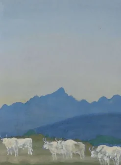 Best Trois couples de taureaux blancs sur fond de montagnes (panneaux acryliques) Panneaux Acryliques|Toiles Sur Châssis