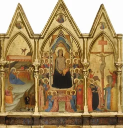 Best Tryptique fixe. Au centre : La Vierge et l'Enfant entourés de vingt anges et de quatre saints (Jean-Baptiste, Pierre, Paul et Laurent [']), à gauche : La Nativité, à droite : La Crucifixion (toiles encadrées) Toiles Encadrées|Toiles Sur Châssis