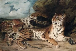 Étude de deux tigres, dit aussi Jeune tigre jouant avec sa mère (panneaux aluminium)