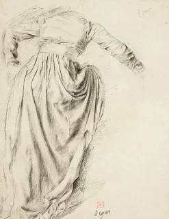 Étude de draperie d'une femme de dos, montant dans un char, étude pour Sémiramis construisant Babylone (toiles encadrées)