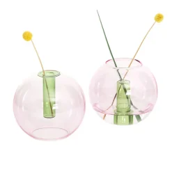 Vase Bulle Medium Rose/Vert - Block design