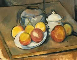 Vase paillé, sucrier et pommes (panneaux acryliques)