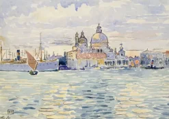 Venise, le canal avec des bateaux à voiles et au fond la Salute (toiles encadrées)