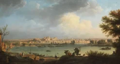 Vue d'Avignon, de la rive droite du Rhône, près de Villeneuve (toiles encadrées) Toiles Encadrées|Affiches D'Art Encadrées