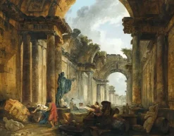 Vue imaginaire de la grande galerie du Louvre en ruines (panneaux aluminium)