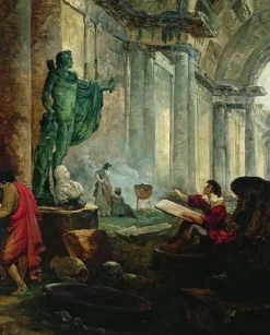 Vue imaginaire de la grande galerie du Louvre en ruines (panneaux aluminium)